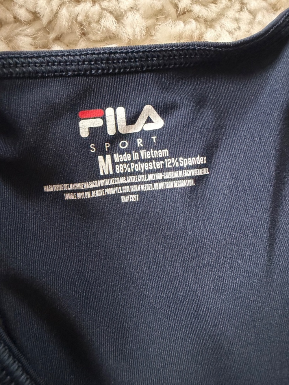 Lightweight FILA Women's Navy Racerback gym sporty Tank Top with Branded Side T - Picture 4 of 6